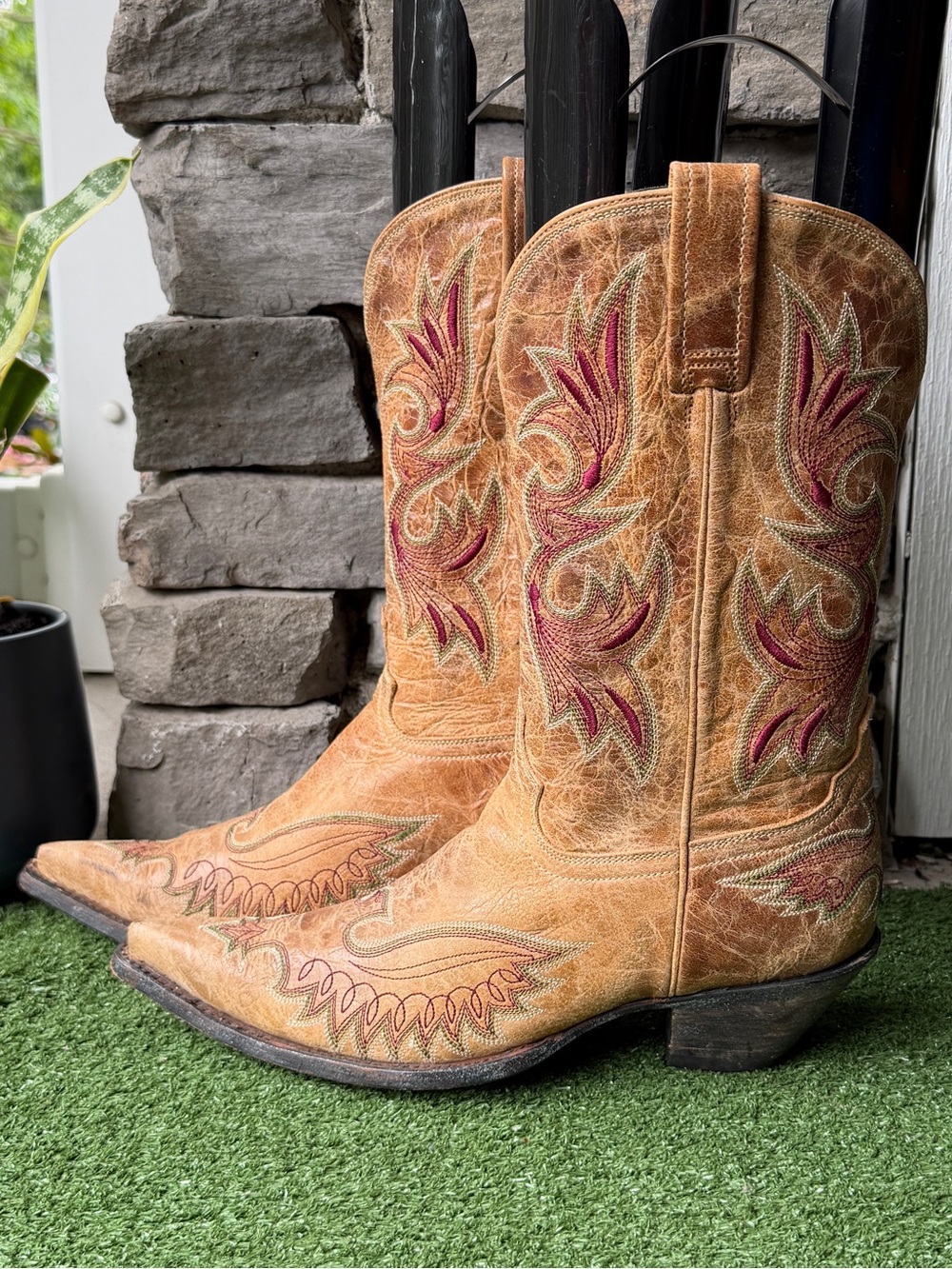 Corral Vintage Snip Toe Tan Leather Women’s Cowgirl Boots